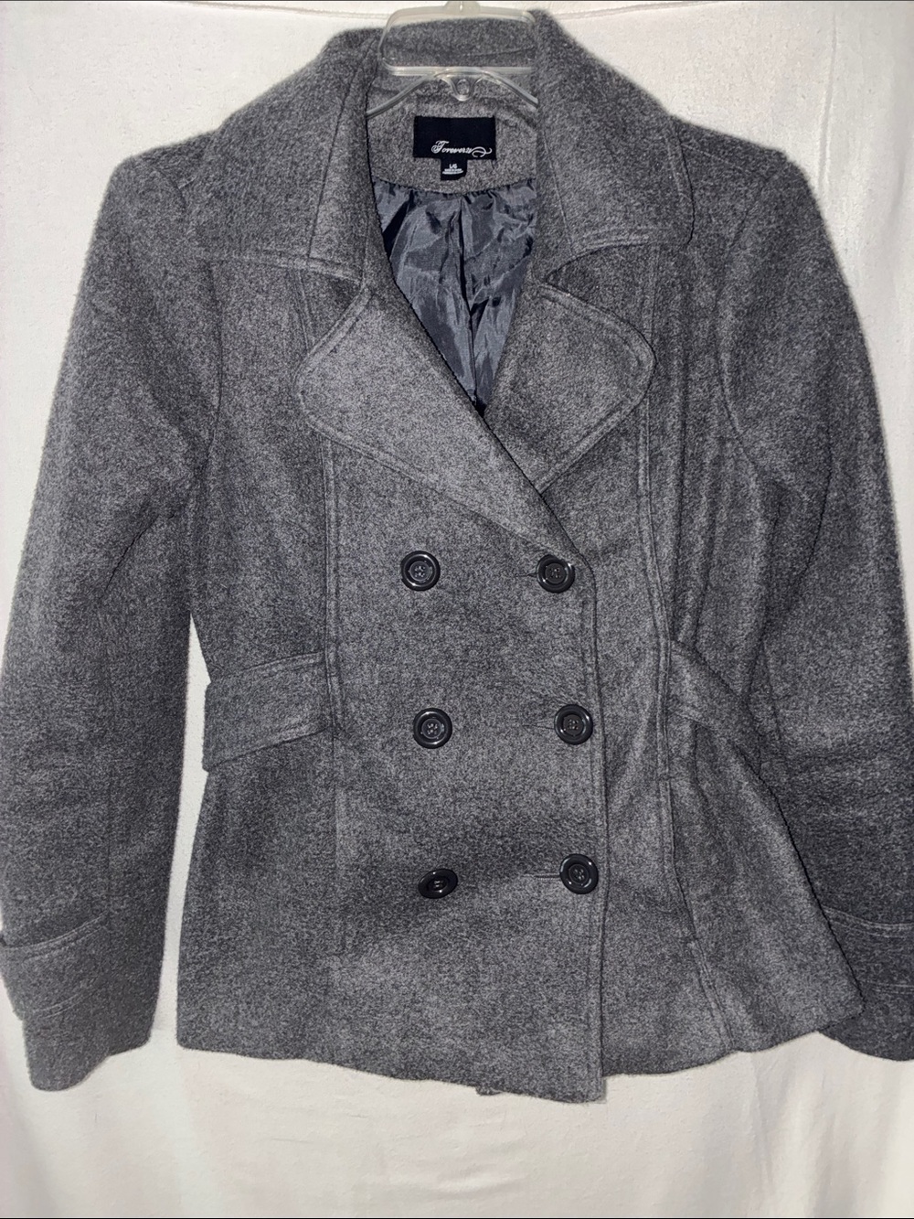 Forever 21Women's Charcoal Double-Breasted Wool Peacoat
